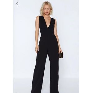 Nasty Gal V Neck Wide Leg Jumpsuit